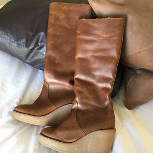 COPY - Pierre Hardy saddle brown wedge platform boots